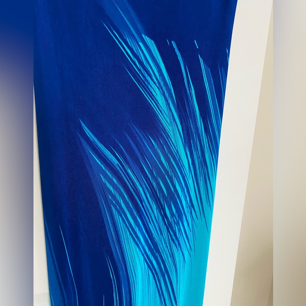 Blue and Green Satin L.K. Bennett Floor Length Column Dress in Size 2 - Picture 3 of 5